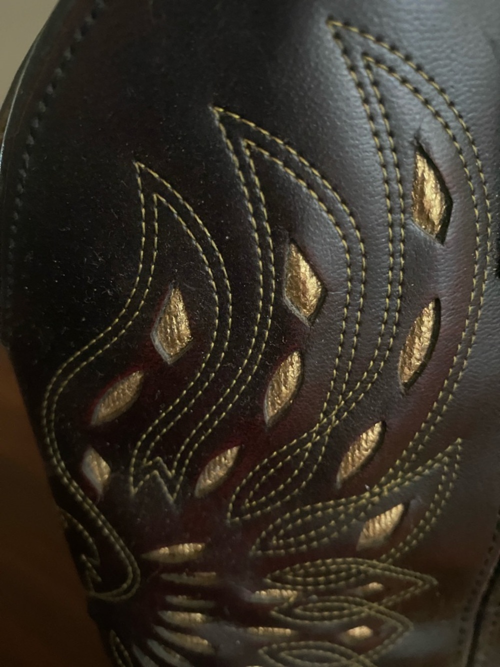 Rare Vintage Thunderbird Black Leather Western Cowboy Boots with Gold Stitching - Picture 3 of 9
